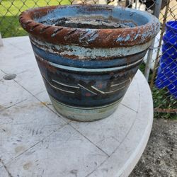 Stone Flower Pot 12" Made In Mexico 