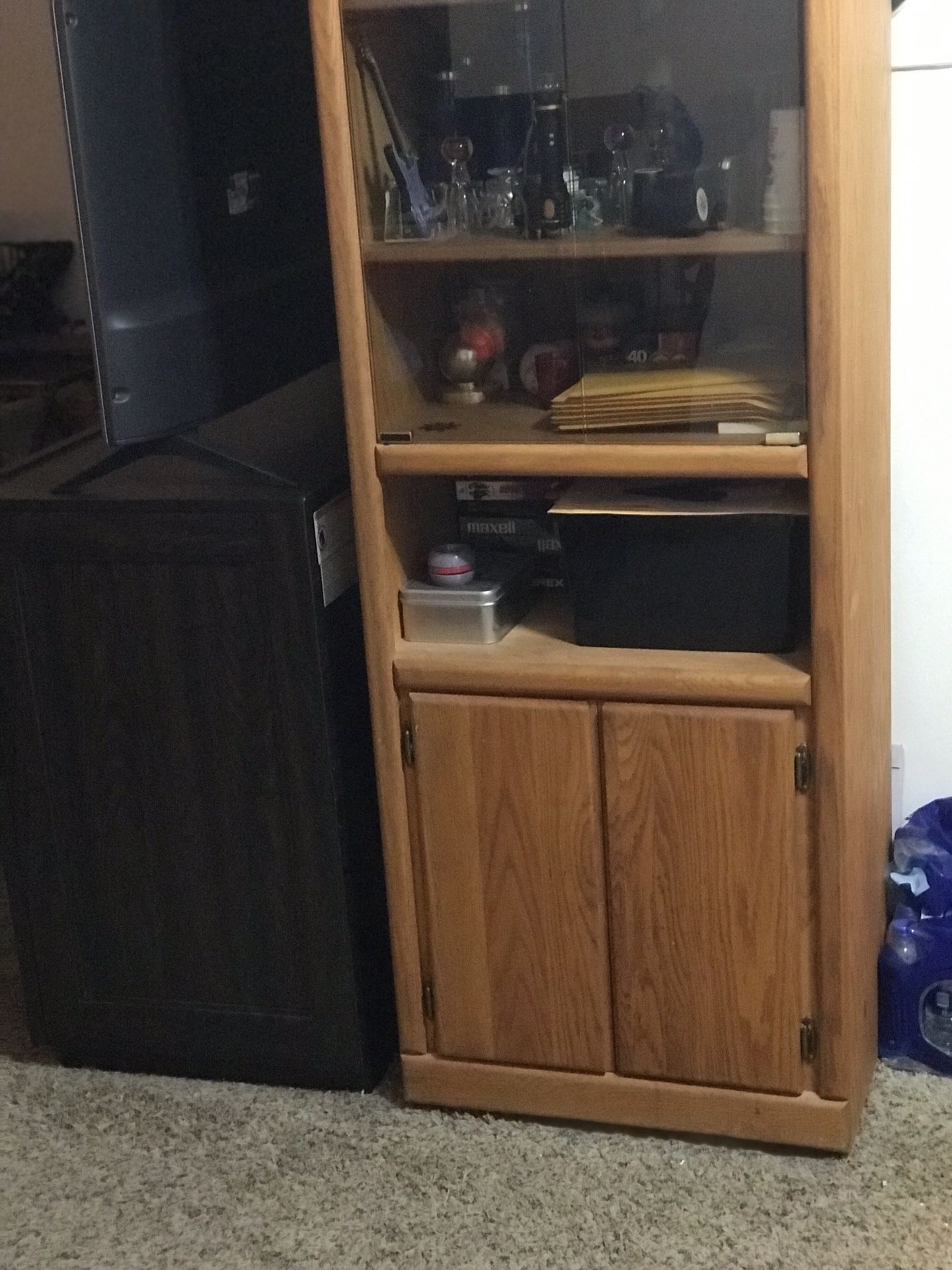 Cabinet wood & glass doors great condition!!