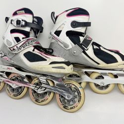 Used RollerBlades Inline Red Skates Tempest 90W Womens Sz 8  - Great Condition!