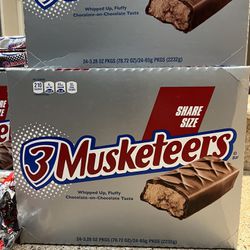 3 Musketeers  Chocolate Candy Bars  1 Bar 3.28oz /Box 24 Count 3.28oz per pack