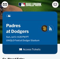Dodgers V Padres 7/5/26 game