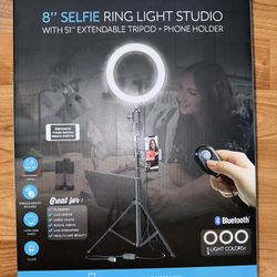 Bower 8inch Selfie Ring Light Studio With Adjustable Tripod And Phone Holder