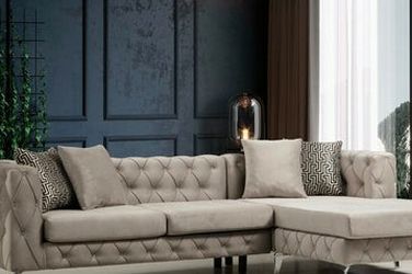 Piera Velvet Gray Reversible Sectional

