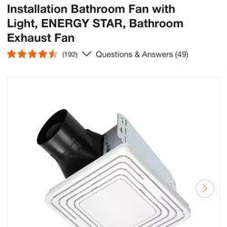 Broan-NuTone Roomside Series, White, 50 CFM, No Cut- Roomside Installation Bathroom Fan with Light, ENERGY STAR, Bathroom Exhaust Fan