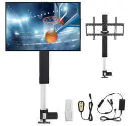 Motorized height-adjustable TV lift mount for TVs up to 50 inches, with remote control.