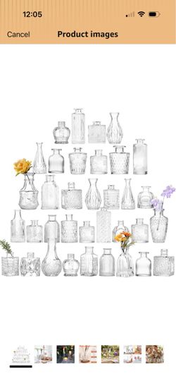 52 pcs  Glass Bud Vase Bulk Set, Clear Small Glass Vases for Flowers Vintage Flower Vases in Bulk for Centerpieces, Wedding Decorations,Table Decor