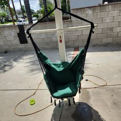  Hanging Hammock Swing Chair with Ropes, Made with Large Macrame Weave and Pocket for Comfort, with Accessory Kit, 330 lbs Max, 2 Cushions Included (G