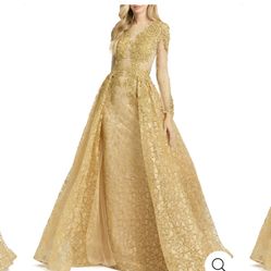 Mac Duggal Gold Dress Wedding, Prom, Quinceañera