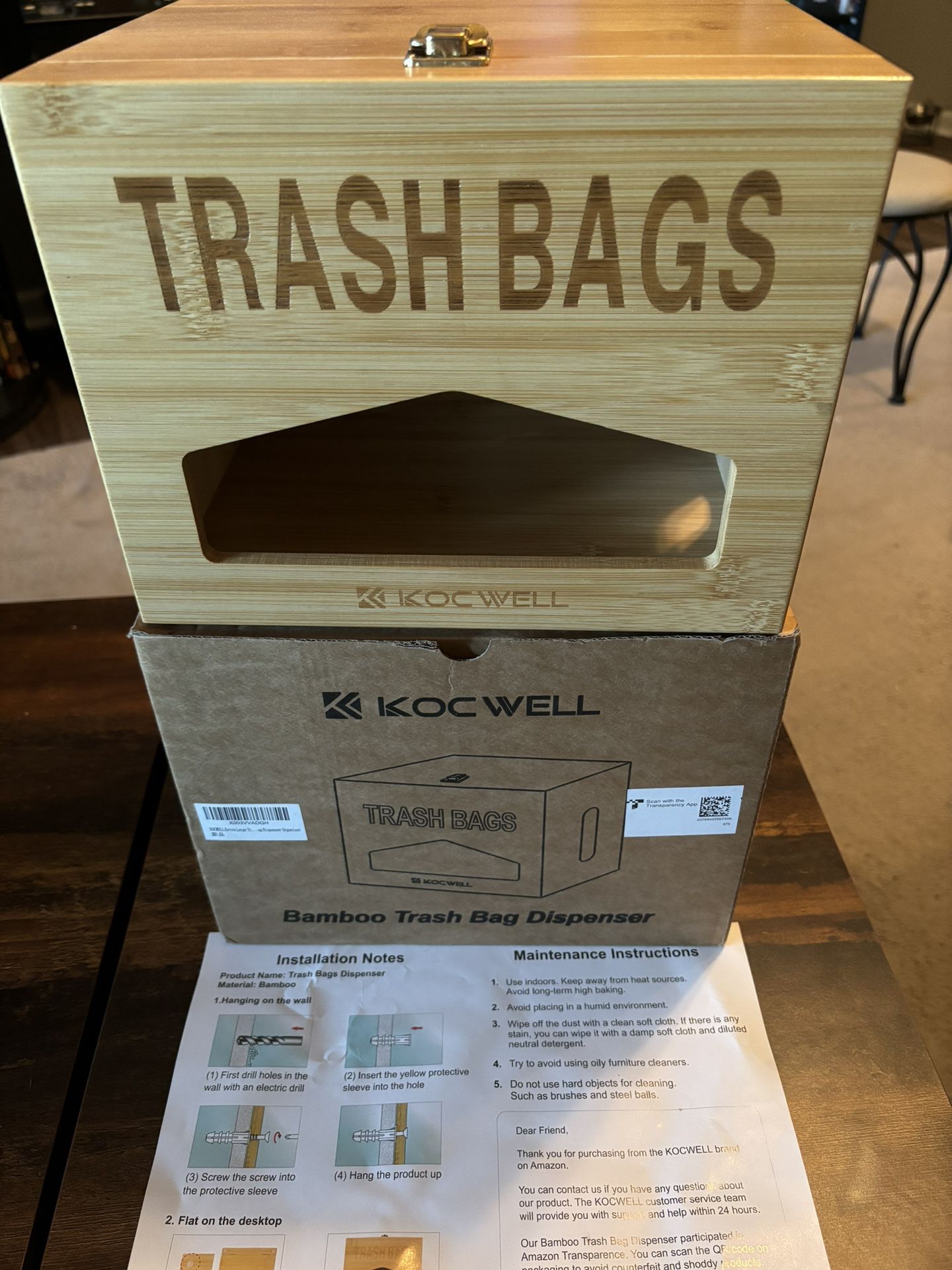 Wooden Trash Bag dispenser 