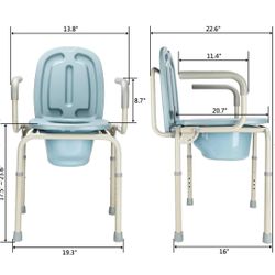 450lbs Medical Bedside Commode Chair Homecare Toilet Seat Adjustable Height with Safety Steel Frame