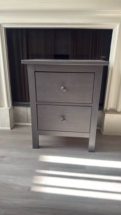 Gray Wood 2-Drawer Nightstand