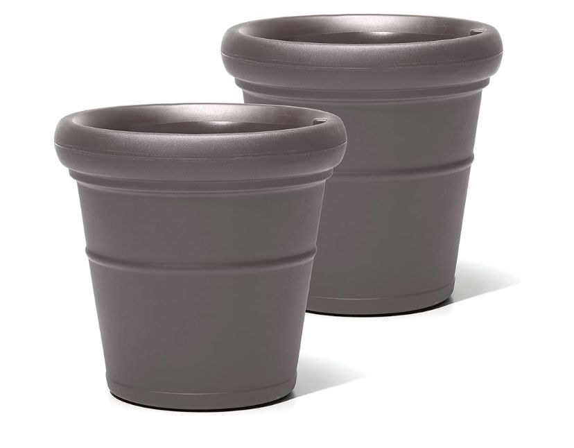 Step2 Claremont Tall Large Round Planter Dark Cedar (2pk)
