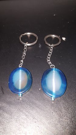 Blue bead keychains