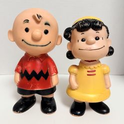 Original Vintage Hungerford Vinyl Figures “Charlie Brown (1958) & Lucy (1961)