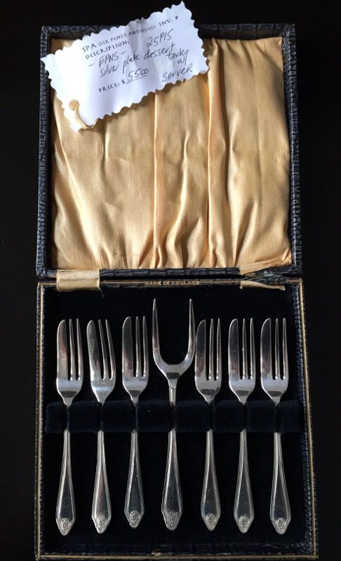 Dessert Forks with Server, Silver Plated