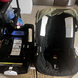 OBO Doona Infant Car Seat + Latch Base Travel System - Slate Green: 5-Point Harness, Rear Facing, 17.2 lbs
