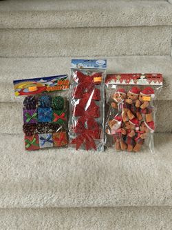 Assorted Christmas Holiday Ornaments - Ribbons, Presents, Pinecones, Bears