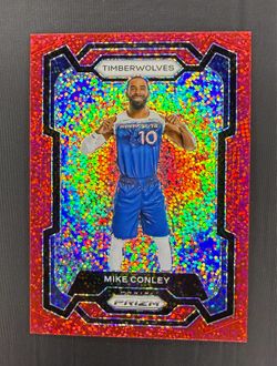 2023-24 Panini Prizm Mike Conley Red Sparkle Holo  #57 Minnesota Timberwolves