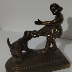 MID CENTURY - VINTAGE BRONZE STATUE FIGURINE 6"×6"×3" - B100