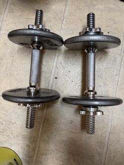 Gym Dandy Adjustable Cast Iron Dumbbells Set with 5 lb Plates