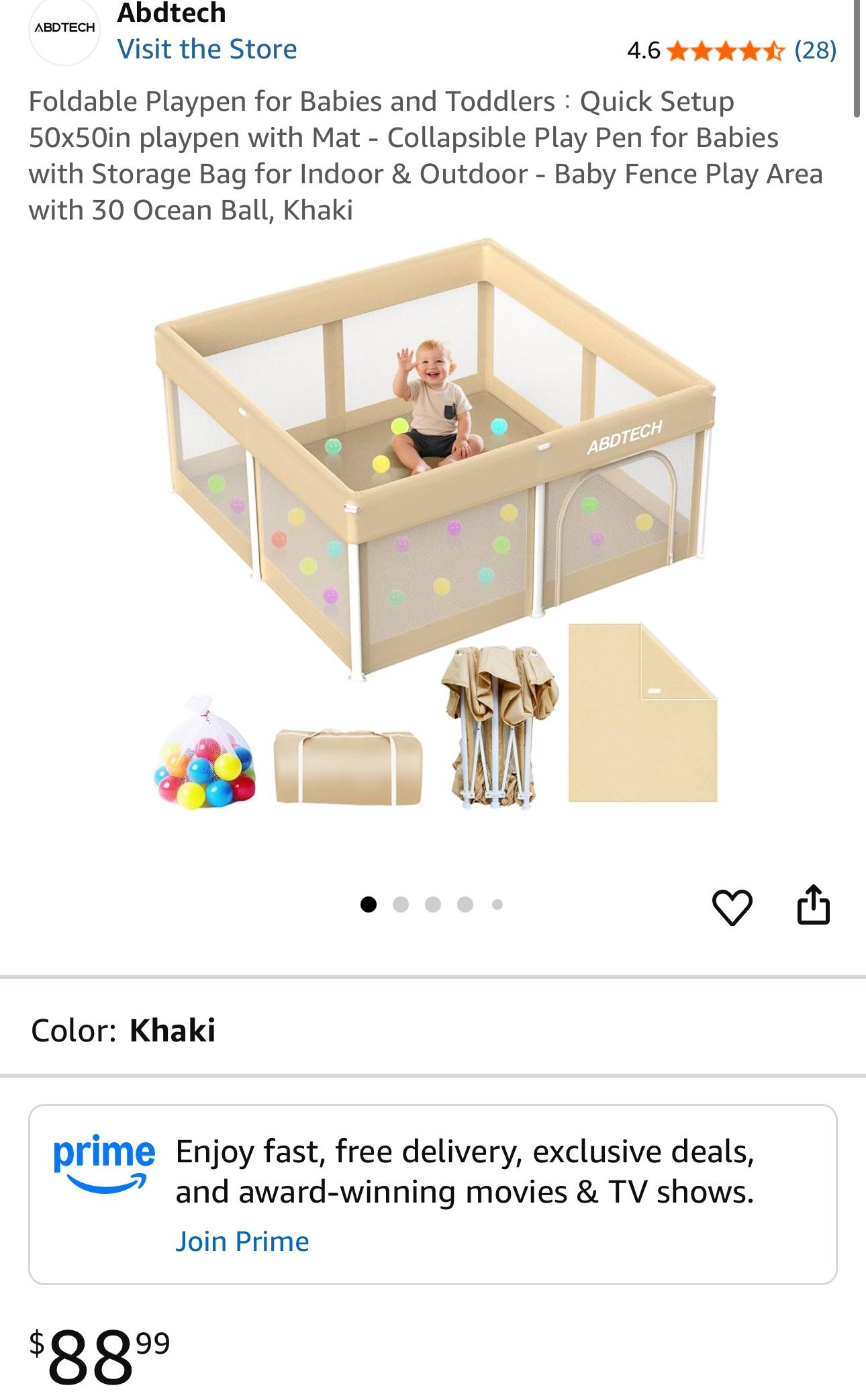Foldable Playpen for Babies and Toddlers:Quick Setup 50x50in playpen with Mat - Collapsible Play Pen for Babies with Storage Bag for Indoor & Outdoor