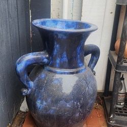 Huge Vase Blue glazed Vintage