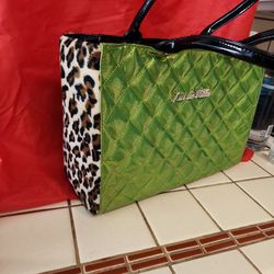 Lux De Ville leopard Green Glitter Handbag 