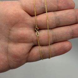 14k Solid Gold Diamond Cut Cable Chain Neklace 1.1mm