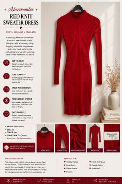 ABERCROMBIE Red Knit Sweater Dress