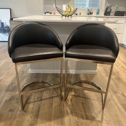 Black Leather and Chrome Barstools