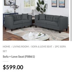 Gray Sofa And Love Seat Set 