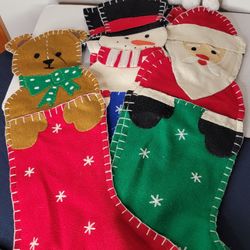 7 Hand-Stitched Felt Christmas Stockings