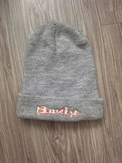 Gray Knit Beanie with Embroidered Logo