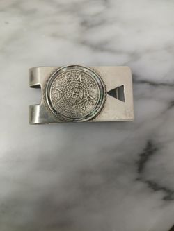 Silver Aztec Calendar Money Clip