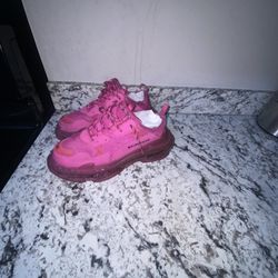 Balenciaga Triple S Clear Solo Sneakers-Hot Pink