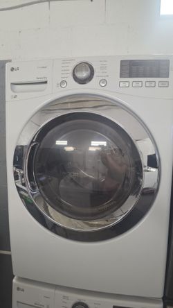 LG White Front-Load Washer and Dryer Stacked Laundry Set