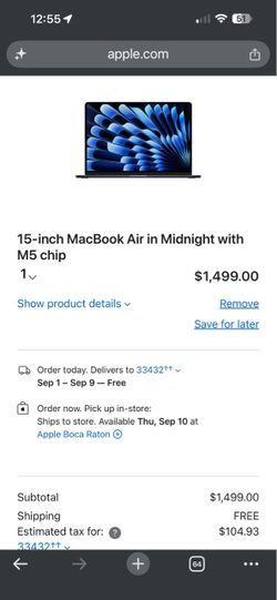 1 MONTH OLD 15-inch MacBook Air in Midnight with M5 chip