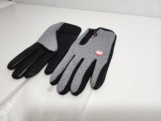 Grey Gloves For Men Waterproof Windproof Cold Gloves Snowboard Motorcycle Riding Driving Warm Touchscreen Zipper Glove, Large