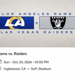 Rams vs Raiders  Oct. 20 @ 1:05 Pm