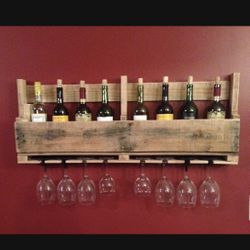Pallet Wine Bottle & Glass Rack