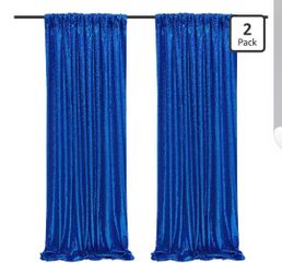 Partisout Blue and pink Curtains 2 Panels 2ftx8ft, Sequin Backdrop Curtain 96 Inches Long, Royal Blue New Year Shimmer Fabric Background Photo Booth W