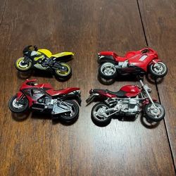Diecast Motorcycle Lot of 4 - Maisto Honda, BMW, Hot Wheels 1:18 - OBO