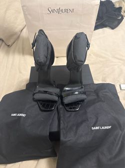 Authentic Saint Laurent Opyum 110 Black Patent Croc Sandals – Size 38 – Brand New