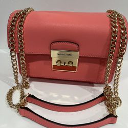 Michael Kors Women's Brandi Flap Crossbody Shoulder Bag Small Grapefruit