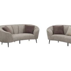 Ellorie 3-piece Upholstered Curved Sofa Set Beige
