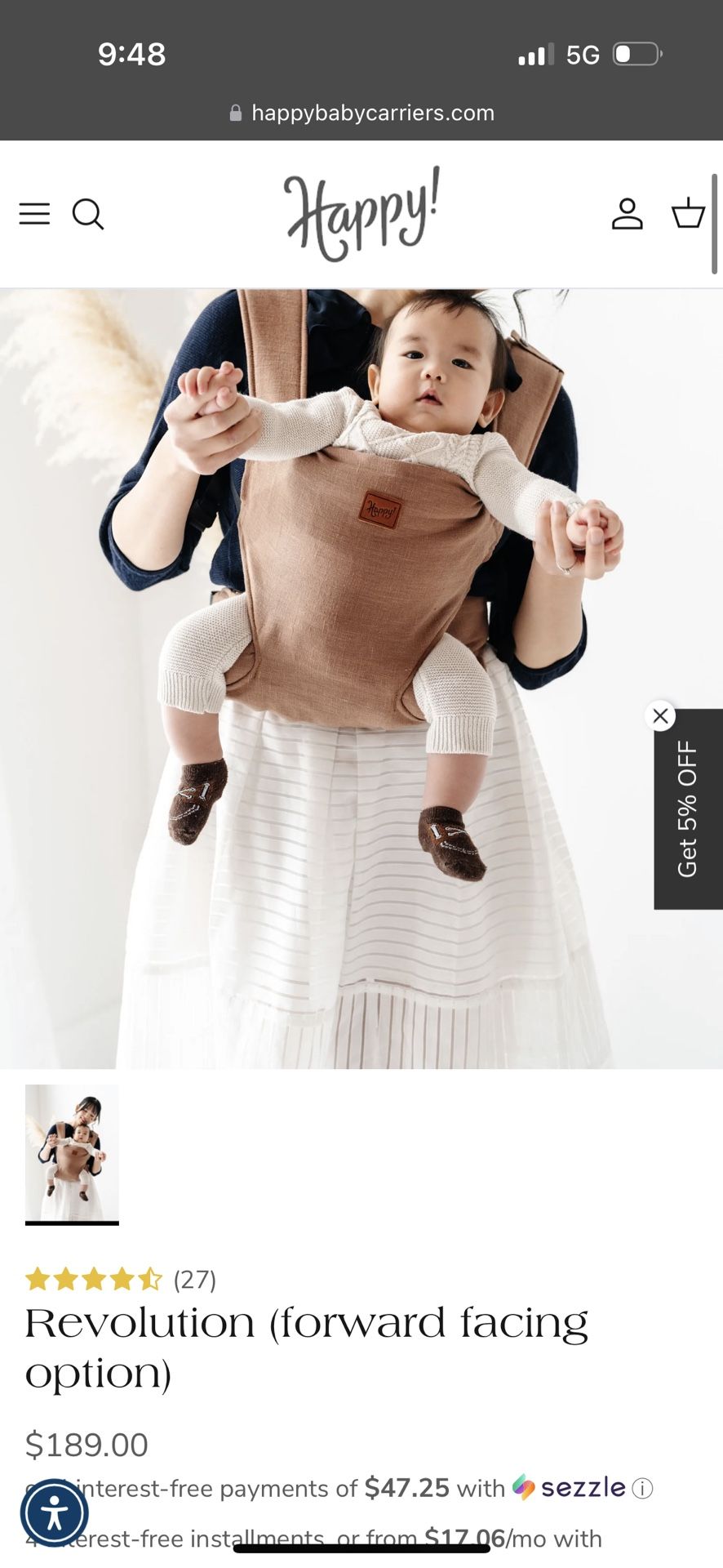 Happy Baby Revolution (forward facing option) Baby Carrier