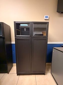 IKEA - Black 2-Door Office Storage Cabinet with Glass Display Windows