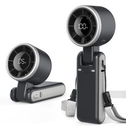 New-Handheld Portable Turbo Fan, Hand Powerful Fan 4000 Battery 5 Speeds 180°Foldable with Air Turbo Tech USB-C Rechargeable Personal Cooling for Trav