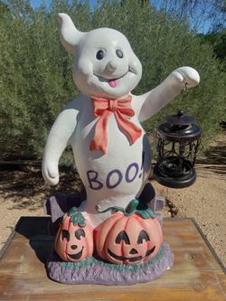 Halloween Ghost with Pumpkins Resin Figurine