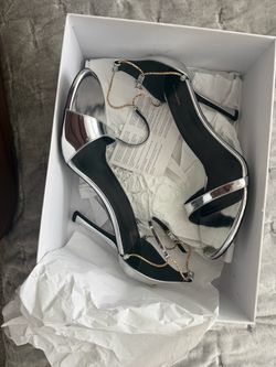 Givenchy Silver Mirror Heeled Sandals
